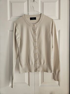 With Black Cream Button-Front Cardigan